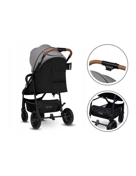 BN-LO-ZOEY_GREY_STONE,Lionelo - Carucior sport Zoey, De la nastere, Cu accesorii, Cadru din aluminiu, 0- 15 kg, Conform cu stand
