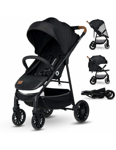 BN-LO-ZOEY_BLACK_ONYX,Lionelo - Carucior sport Zoey, De la nastere, Cu accesorii, Cadru din aluminiu, 0- 15 kg, Conform cu stand