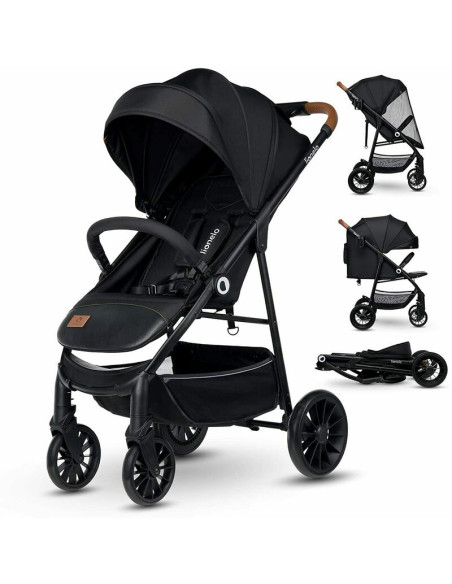 BN-LO-ZOEY_BLACK_ONYX,Lionelo - Carucior sport Zoey, De la nastere, Cu accesorii, Cadru din aluminiu, 0- 15 kg, Conform cu stand