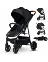 BN-LO-ZOEY_BLACK_ONYX,Lionelo - Carucior sport Zoey, De la nastere, Cu accesorii, Cadru din aluminiu, 0- 15 kg, Conform cu stand