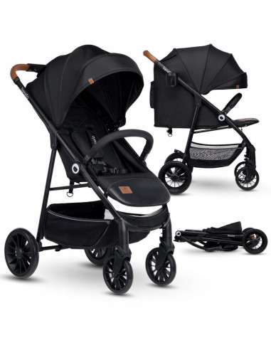 BN-LO-ZOEY_BLACK_ONYX,Lionelo - Carucior sport Zoey, De la nastere, Cu accesorii, Cadru din aluminiu, 0- 15 kg, Conform cu stand