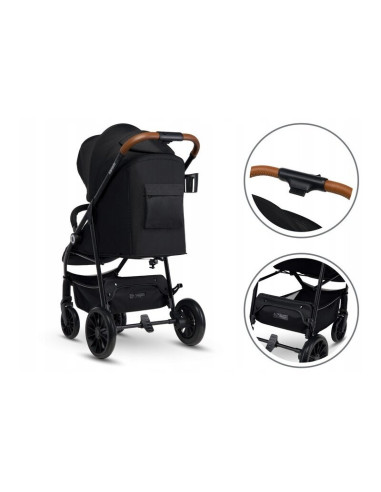 BN-LO-ZOEY_BLACK_ONYX,Lionelo - Carucior sport Zoey, De la nastere, Cu accesorii, Cadru din aluminiu, 0- 15 kg, Conform cu stand