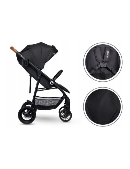BN-LO-ZOEY_BLACK_ONYX,Lionelo - Carucior sport Zoey, De la nastere, Cu accesorii, Cadru din aluminiu, 0- 15 kg, Conform cu stand