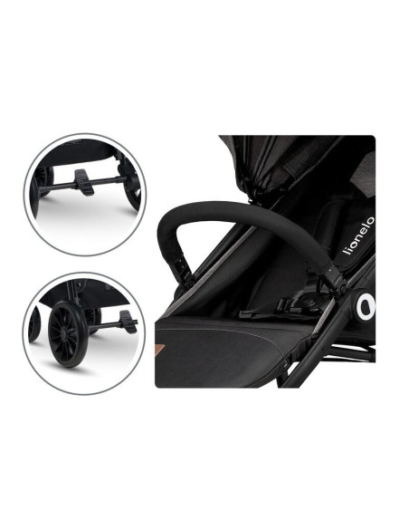 BN-LO-ZOEY_BLACK_ONYX,Lionelo - Carucior sport Zoey, De la nastere, Cu accesorii, Cadru din aluminiu, 0- 15 kg, Conform cu stand