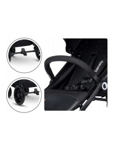 BN-LO-ZOEY_BLACK_ONYX,Lionelo - Carucior sport Zoey, De la nastere, Cu accesorii, Cadru din aluminiu, 0- 15 kg, Conform cu stand