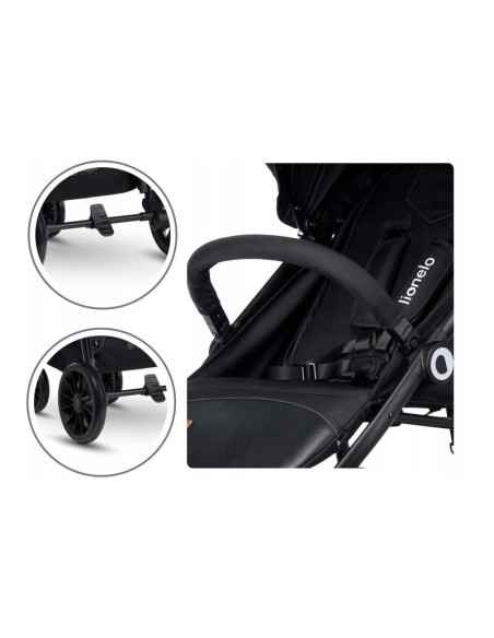 BN-LO-ZOEY_BLACK_ONYX,Lionelo - Carucior sport Zoey, De la nastere, Cu accesorii, Cadru din aluminiu, 0- 15 kg, Conform cu stand