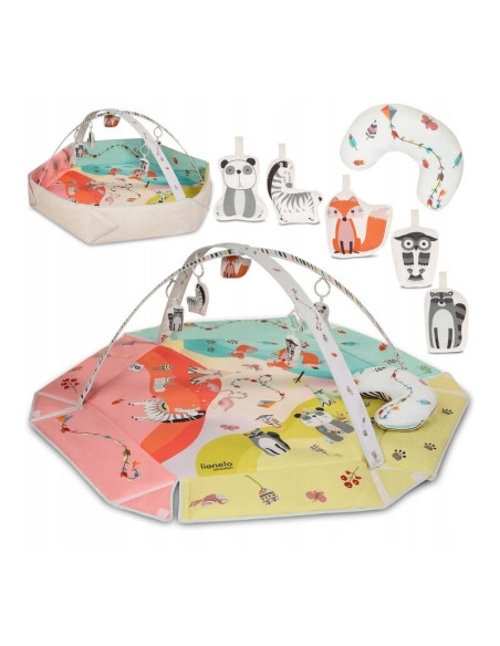 BN-LOE-JENNY_MULTICOLOR,Lionelo - Salteluta interactiva Jenny cu jucarii, 130x130 cm, Conform cu standardul european de securita