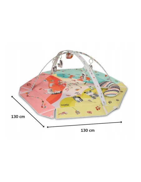 BN-LOE-JENNY_MULTICOLOR,Lionelo - Salteluta interactiva Jenny cu jucarii, 130x130 cm, Conform cu standardul european de securita