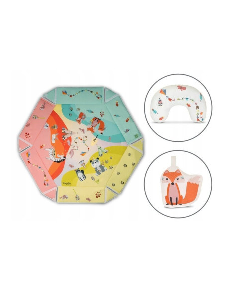 BN-LOE-JENNY_MULTICOLOR,Lionelo - Salteluta interactiva Jenny cu jucarii, 130x130 cm, Conform cu standardul european de securita