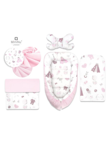 BN-6426972006583,MimiNu - Set 4 in 1 Cosulet bebelus Baby Cocoon 75x55 cm, Husa 100% bumbac, Din bumbac certificat Oeko Tex Stan