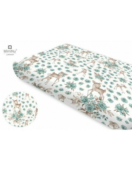 BN-6426972006613,MimiNu - Cearceaf cu elastic pentru patut 120X60 cm, Din bumbac certificat Oeko Tex Standard 100, Sweet Deer Mi