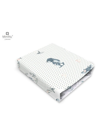 6426972006637,MimiNu - Cearceaf cu elastic pentru patut 120X60 cm, Din bumbac, Deer Dark Mint