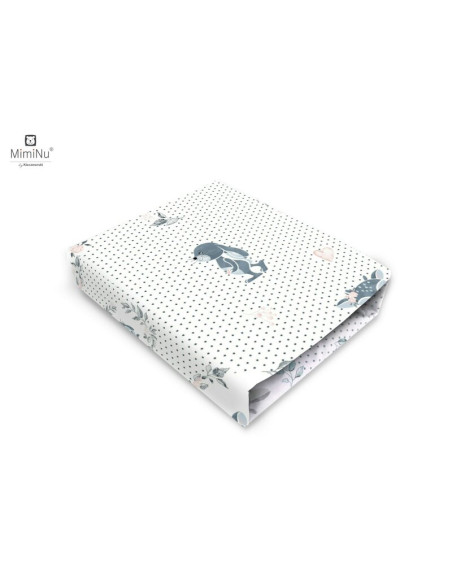 6426972006637,MimiNu - Cearceaf cu elastic pentru patut 120X60 cm, Din bumbac, Deer Dark Mint