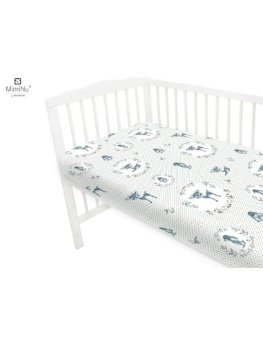 6426972006637,MimiNu - Cearceaf cu elastic pentru patut 120X60 cm, Din bumbac, Deer Dark Mint