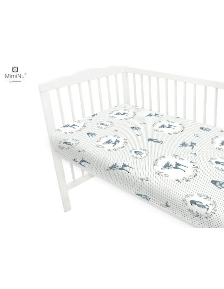 6426972006637,MimiNu - Cearceaf cu elastic pentru patut 120X60 cm, Din bumbac, Deer Dark Mint