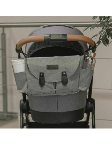 BN-200310,Petite&Mars - Geanta si organizator pentru mamici Sara, Cu 7 compartimente, Buzunar temic, Gri