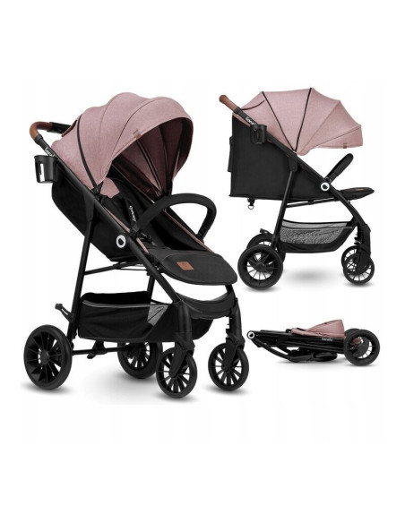 BN-LO-ZOEY_PINK_ROSE,Lionelo - Carucior sport Zoey, De la nastere, Cu accesorii, Cadru din aluminiu, 0- 15 kg, Conform cu standa