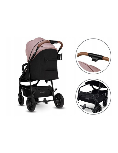 BN-LO-ZOEY_PINK_ROSE,Lionelo - Carucior sport Zoey, De la nastere, Cu accesorii, Cadru din aluminiu, 0- 15 kg, Conform cu standa