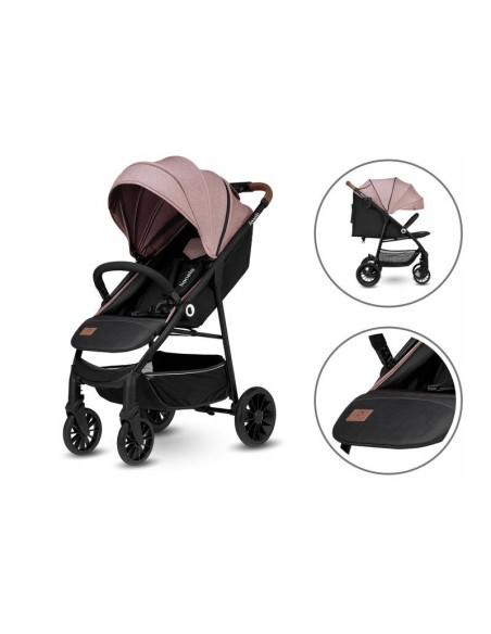 BN-LO-ZOEY_PINK_ROSE,Lionelo - Carucior sport Zoey, De la nastere, Cu accesorii, Cadru din aluminiu, 0- 15 kg, Conform cu standa
