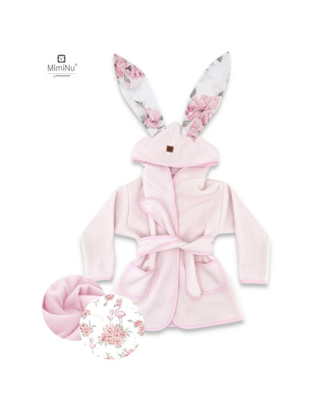BN-6426972006682,MimiNu - Halat de baie cu urechi 6 - 36 luni, Moale, Cu buzunare, Cu cordon, Din bumbac si thermo fleece, Mater