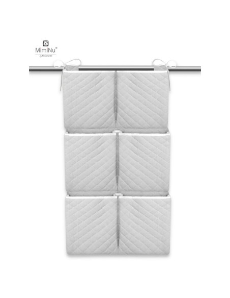 BN-6426972006811,MimiNu - Organizator matlasat din catifea moale, Pentru patut, Cu 6 compartimente, Cu doua panglici, Materiale 