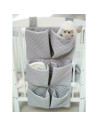 BN-6426972006811,MimiNu - Organizator matlasat din catifea moale, Pentru patut, Cu 6 compartimente, Cu doua panglici, Materiale 