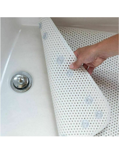 BN-438692,Petite&Mars - Covoras XXL de baie antialunecare cu ventuze Harry, Dreptunghiular, Antiderapant, 91x43 cm, Alb