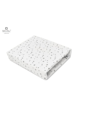BN-6426972007030,MimiNu - Cearceaf cu elastic pentru patut 120X60 cm, Din bumbac certificat Oeko Tex Standard 100, Mini Gray Sta