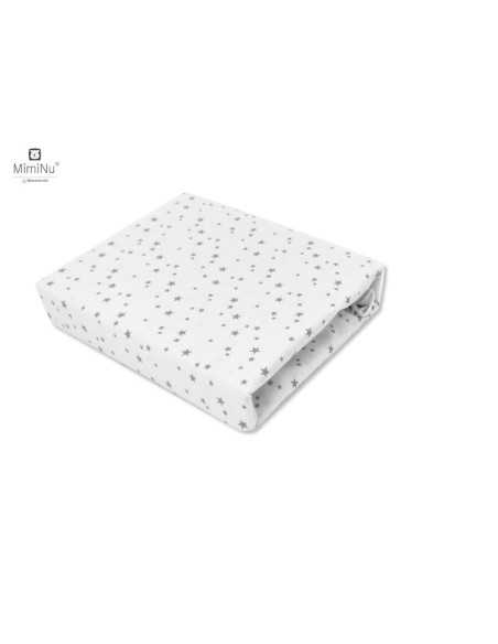 BN-6426972007030,MimiNu - Cearceaf cu elastic pentru patut 120X60 cm, Din bumbac certificat Oeko Tex Standard 100, Mini Gray Sta
