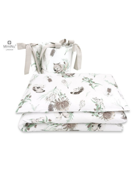 BN-6426972007238,MimiNu - Lenjerie patut 3 piese, Cu protectie laterala, Din bumbac certificat Oeko Tex Standard 100, Pentru pat