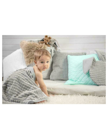 BN-6426972007115,MimiNu - Set paturica 75x100 cm si perna 40x40 cm, Material certificat Oeko Tex Standard 100, Minky Blue