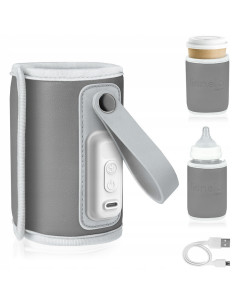 BN-LOC-THERMUP-GO_GREY_SILVER,Lionelo - Incalzitor biberoane ThermUp Go, Portabil, Temperatura constanta pana la 24 h, Incarcare 2