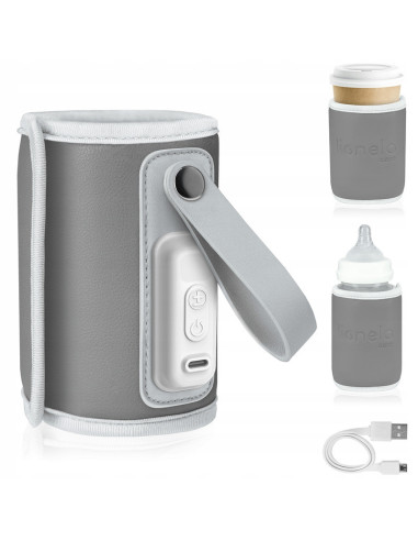 BN-LOC-THERMUP-GO_GREY_SILVER,Lionelo - Incalzitor biberoane ThermUp Go, Portabil, Temperatura constanta pana la 24 h, Incarcare