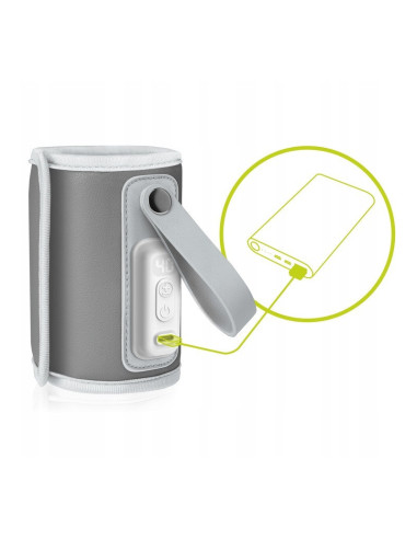 BN-LOC-THERMUP-GO_GREY_SILVER,Lionelo - Incalzitor biberoane ThermUp Go, Portabil, Temperatura constanta pana la 24 h, Incarcare