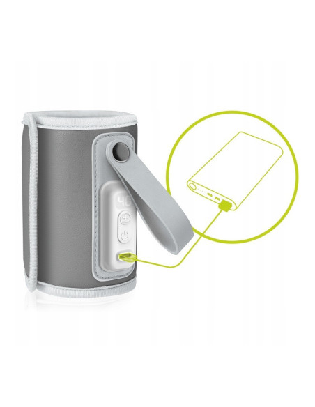 BN-LOC-THERMUP-GO_GREY_SILVER,Lionelo - Incalzitor biberoane ThermUp Go, Portabil, Temperatura constanta pana la 24 h, Incarcare