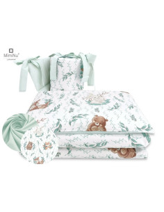 BN-6426972008211,MimiNu - Lenjerie patut 3 piese, Cu protectie laterala, Din bumbac certificat Oeko Tex Standard 100, Pentru pat