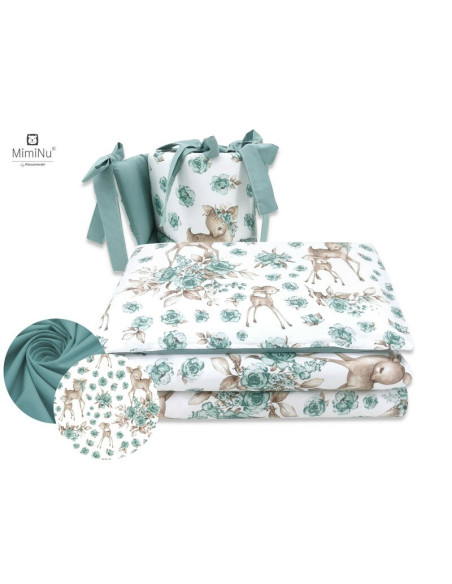 BN-6426972008235,MimiNu - Lenjerie patut 3 piese, Cu protectie laterala, Din bumbac certificat Oeko Tex Standard 100, Pentru pat