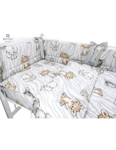 BN-6426972008259,MimiNu - Lenjerie patut 3 piese, Cu protectie laterala, Din bumbac certificat Oeko Tex Standard 100, Pentru pat