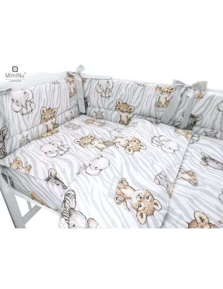 BN-6426972008259,MimiNu - Lenjerie patut 3 piese, Cu protectie laterala, Din bumbac certificat Oeko Tex Standard 100, Pentru pat