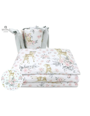 BN-6426972008266,MimiNu - Lenjerie patut 3 piese, Cu protectie laterala, Din bumbac certificat Oeko Tex Standard 100, Pentru pat