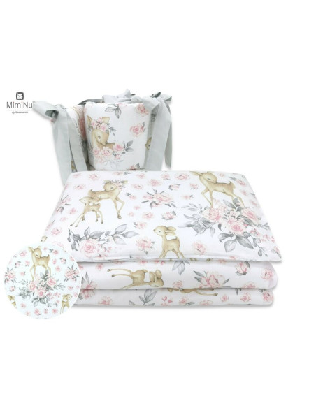 BN-6426972008266,MimiNu - Lenjerie patut 3 piese, Cu protectie laterala, Din bumbac certificat Oeko Tex Standard 100, Pentru pat