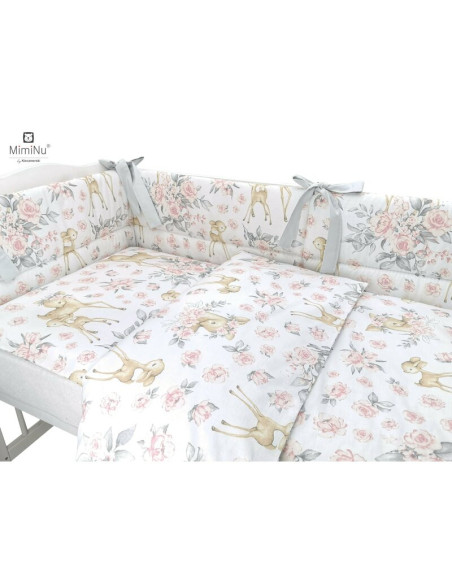 BN-6426972008266,MimiNu - Lenjerie patut 3 piese, Cu protectie laterala, Din bumbac certificat Oeko Tex Standard 100, Pentru pat