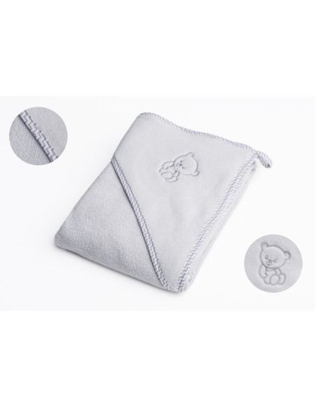 BN-QM_BOC0034,Qmini - Prosop cu gluga, Din bumbac, 80x80 cm, Grey