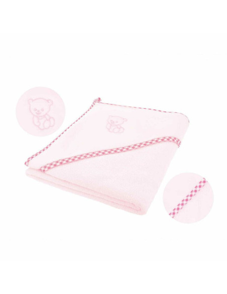 BN-QM_BOC0035,Qmini - Prosop cu gluga, Din bumbac, 80x80 cm, Pink