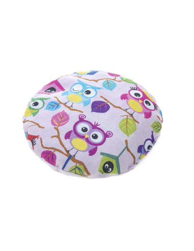 QM_BOC0212,Qmini - Pernuta anticolici umpluta cu samburi de cirese, Cu husa din bumbac, Diametru 14 cm, Colorful Owls