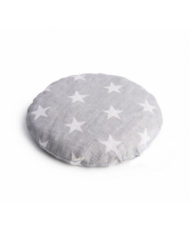 QM_BOC0183,Qmini - Pernuta anticolici umpluta cu samburi de cirese, Cu husa din bumbac, Diametru 14 cm, Grey Stars