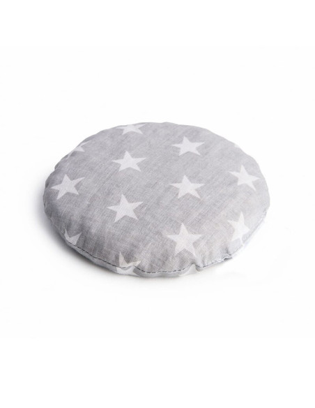 QM_BOC0183,Qmini - Pernuta anticolici umpluta cu samburi de cirese, Cu husa din bumbac, Diametru 14 cm, Grey Stars