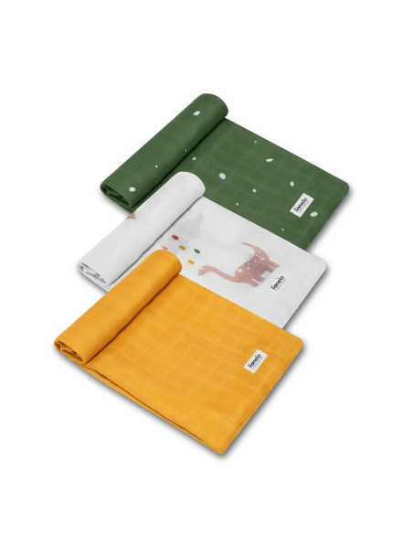 BN-LO-DINO_BAMBOO_BOX_MULTICOLOR,Lionelo - Set 3 scutece multifunctionale Dino, Din Bambus, 70x70 cm, Multicolor