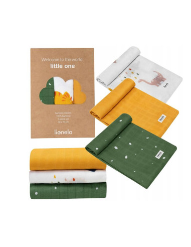 BN-LO-DINO_BAMBOO_BOX_MULTICOLOR,Lionelo - Set 3 scutece multifunctionale Dino, Din Bambus, 70x70 cm, Multicolor