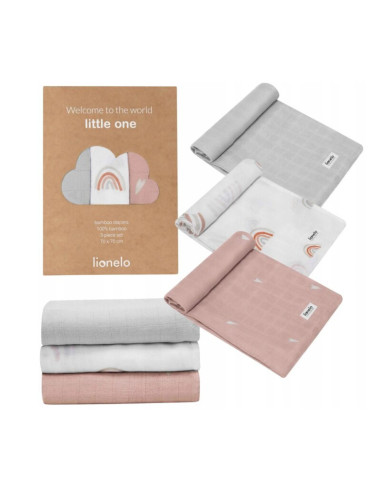 BN-LO-RAINBOW-BAMBOO_BOX_MULTICOLOR,Lionelo - Set 3 scutece multifunctionale Rainbow, Din Bambus, 70x70 cm, Multicolor